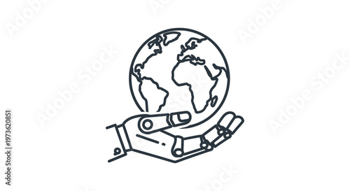 robotic hand cradling earth globe symbolizing artificial intelligence and global technology a future concept for innovation.