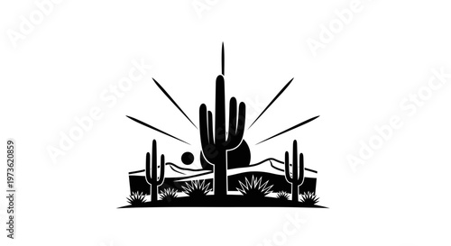Desert Cactus Plant Life Icon.
