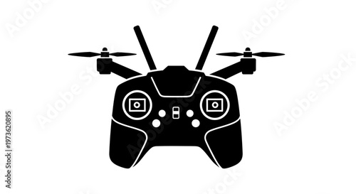 Drone remote control with integrated drone silhouette.