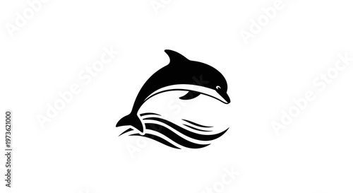 Dynamic Dolphin Leaping Over Waves Silhouette.
