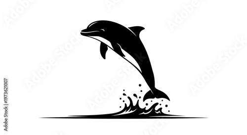 Dynamic Dolphin Leaping from Water in Striking Silhouette.
