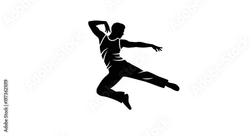 Dynamic Silhouette of a Dancer in MidAir Leap.