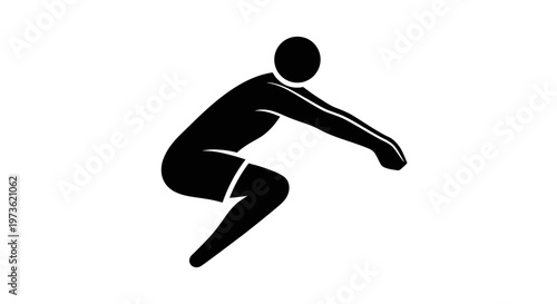Dynamic silhouette of a person in a readytojump or squat position.