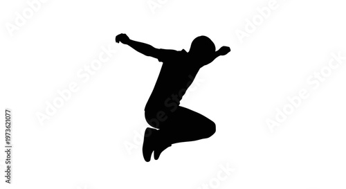 Dynamic silhouette of a person captured midair during an energetic jump.