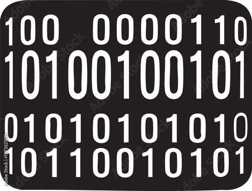 Binary code, digital data, computer programming, coding symbols, black background vector graphic