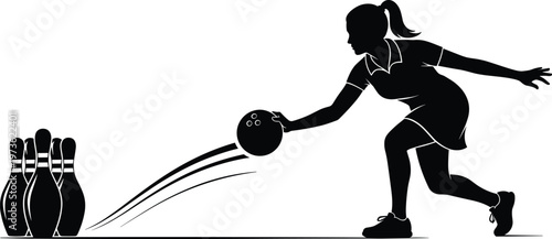 Here is the SEO-optimized title and organized keyword sets for your bowling silhouette illustration.