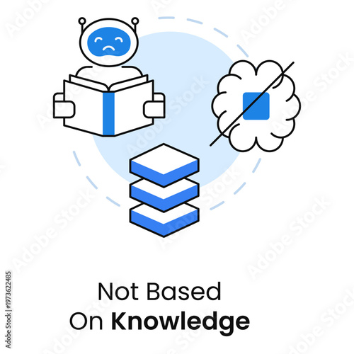 Not Based on Knowledge Decision Icon, Uninformed Choice Symbol, Random Guessing AI Concept, Lack of Data Processing Illustration, Blind Decision Making Vector