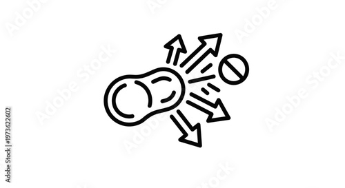 Cell division and inhibition icon: mitosis, cell splitting, and growth blocking concept
