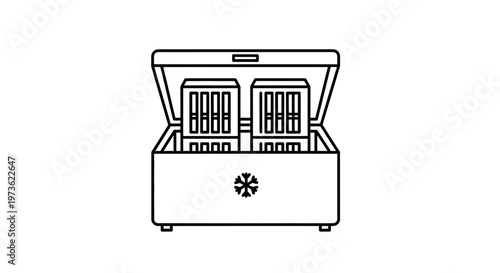 Chest Freezer Icon with Two Compartments and Snowflake Symbol