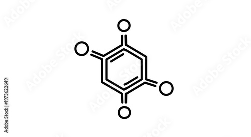 Chemical structure of p-benzoquinone, organic molecule, cyclic compound
