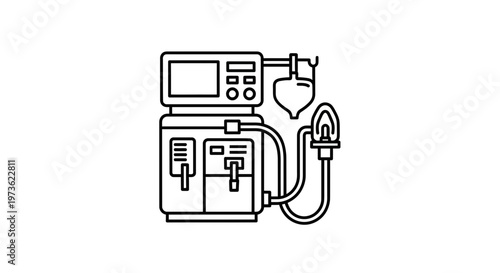 Dialysis Machine Icon: Medical Equipment for Kidney Treatment and Healthcare