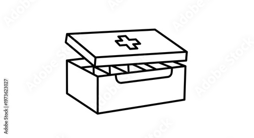 First Aid Kit Box with Cross Symbol, Medical Emergency Supplies Container