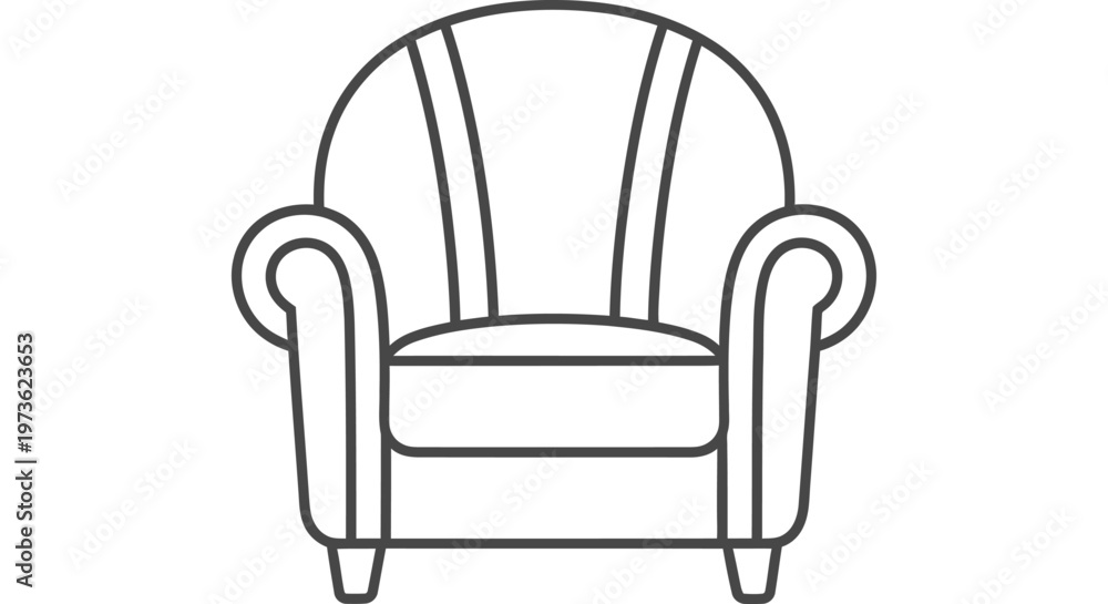 Fototapeta premium minimalist line art illustration of a classic comfortable armchair for home and interior design concepts