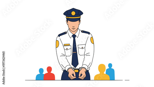 Law enforcement officer standing with hands cuffed in front of him representing corruption and the legal consequences of abuse of power.