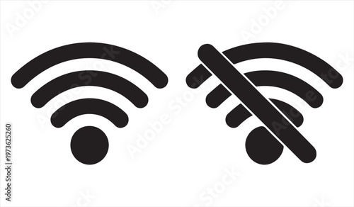 Wireless internet signal icons showing different strength levels black silhouettes