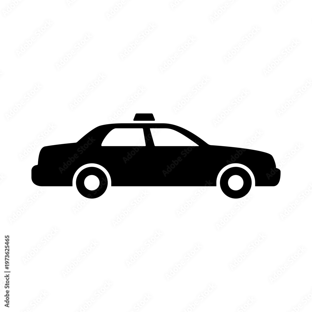 Fototapeta premium Sedan car vector icon isolated black taxi cab auto vehicle sign logo.