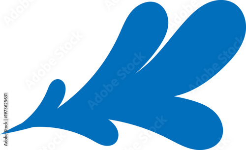 Blue Ink Leaf Brush Flourish