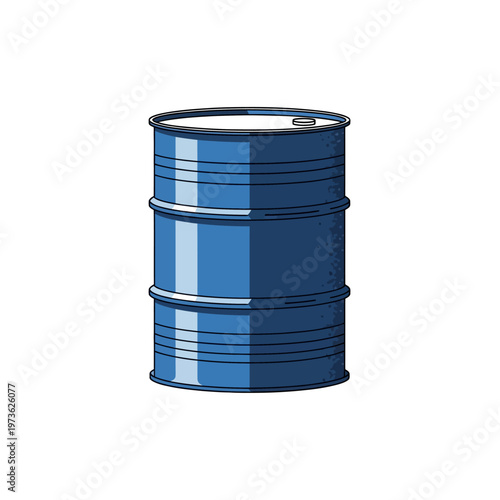 a blue industrial oil barrel isolated on a clean white background symbolizing crude oil storage and fuel for energy concepts.