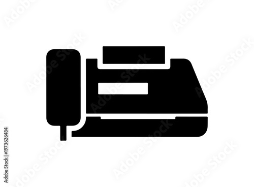 Minimalist Black and White Fax Machine Vector Icon