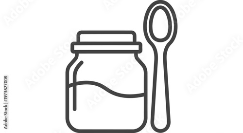 baby food jar and spoon icon for infant feeding and healthy nutrition concepts