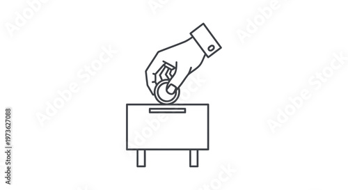 giving money hand dropping coin donation box saving money charity concept illustrating contribution and financial investment.