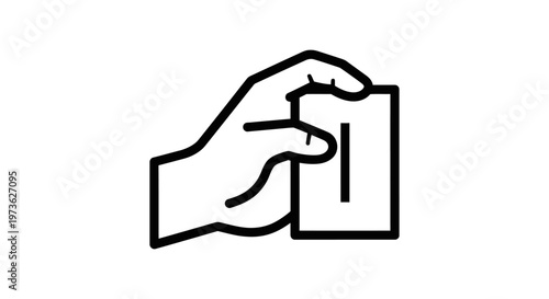 hand holding a card with a vertical line symbolizing payment method access card security or identification for digital interfaces.