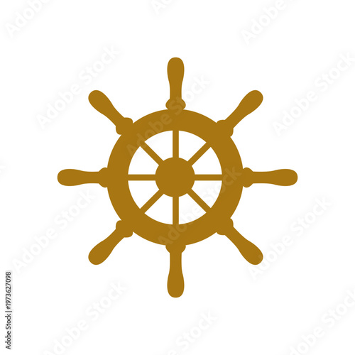 Golden Ship Wheel Icon Symbol.
