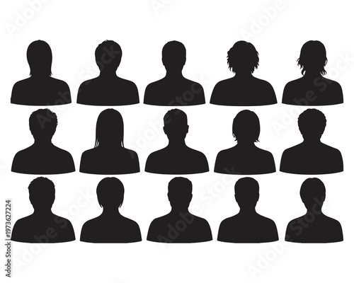 User Avatar Silhouettes. People Profile Icons. Flat Vector Set. UI Elements.