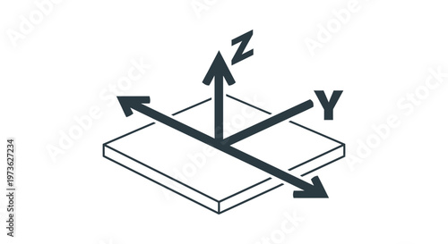 3d coordinate system icon a cartesian system illustrating x y z axes for spatial orientation and geometric modeling.