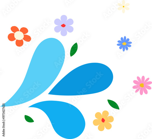Blue Floral Water Spray Element