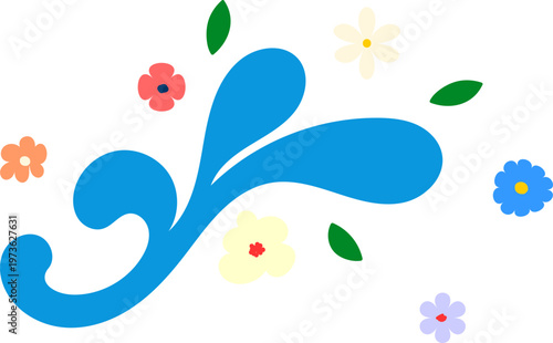 Blue Flower Curl Splash Graphic