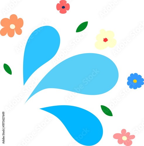 Blue Flower Drop Petal Accent