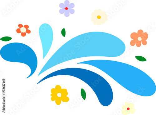 Garden Wave Flourish Blue Element