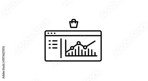 E-commerce Analytics Dashboard with Sales Chart and Shopping Cart Icon