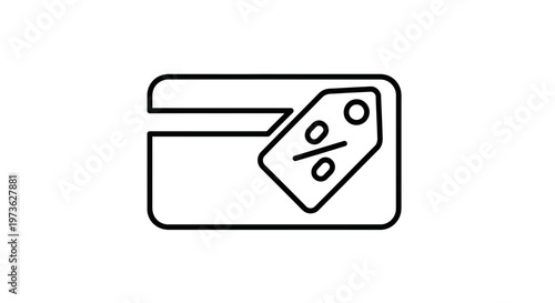 Discount tag with percentage symbol on credit card icon, online shopping concept
