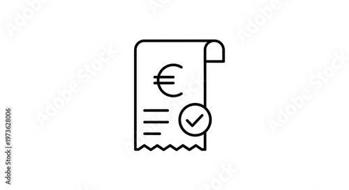 Euro bill icon with checkmark, finance and payment confirmation symbol