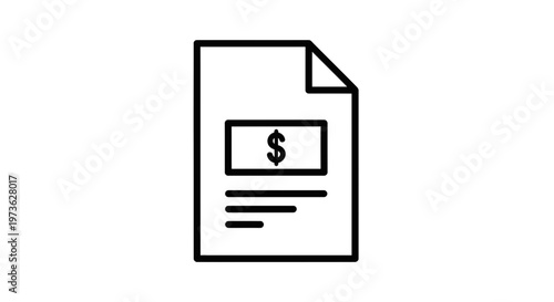 Financial Document Icon with Dollar Sign, Business and Finance Concept