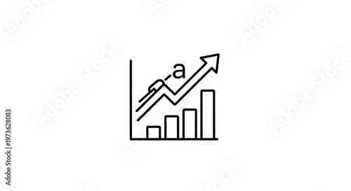 Financial Growth Chart with Upward Arrow and 'a' Letter - Business Success Concept