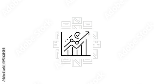 Financial growth chart with rising arrow and currency symbol, business success concept