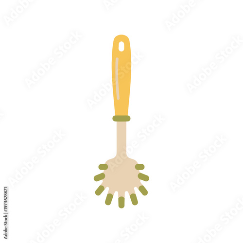 Flat Style Pasta Server Spoon Illustration for Kitchen Use