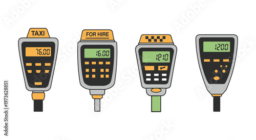 taxi meter Line art vector simple colorful abstract