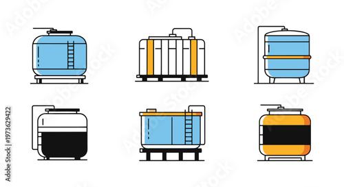 Storage Tank Line art vector abstract color shapes illustration