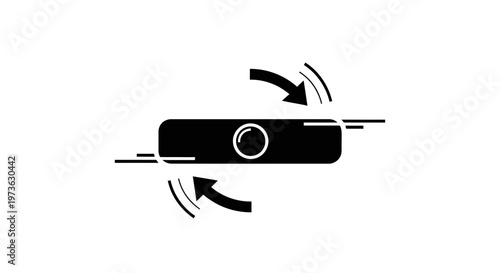 Horizontal rectangular object with circular center and rotating arrows.