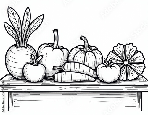 Fresh organic vegetables and fruits harvested from local farm