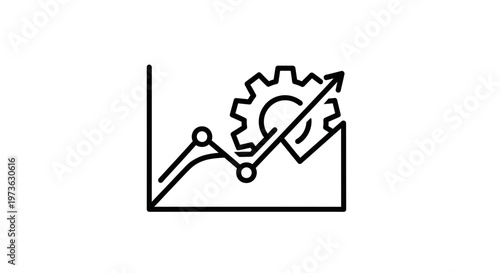 Business growth chart with gear icon, symbolizing progress, strategy, and success