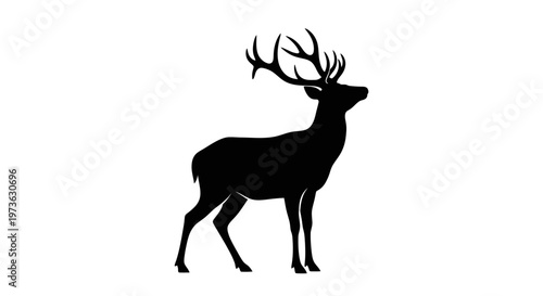 Majestic Stag Silhouette Standing Tall with Antlers.