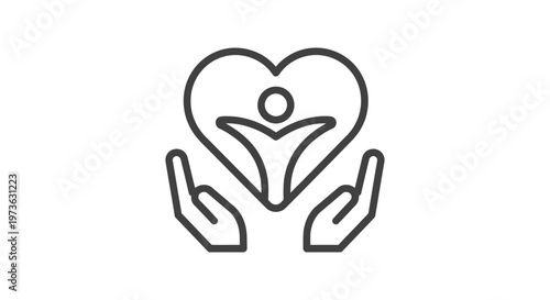 health care human rights social responsibility and community support represented by hands holding a heart with a person.
