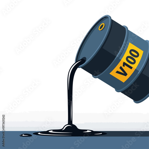 oil barrel spilling crude oil onto a surface symbolizing the energy industry fossil fuels and environmental issues