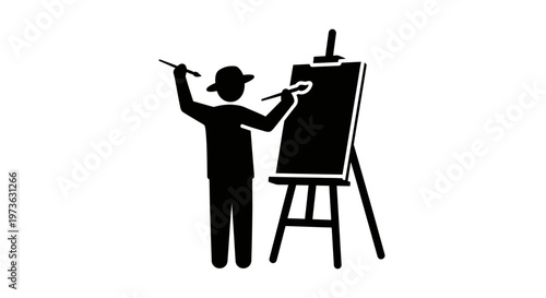 Man painting on an easel.