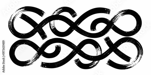 Slika na platnu Abstract black brushstrokes forming intertwined looping decorative shapes